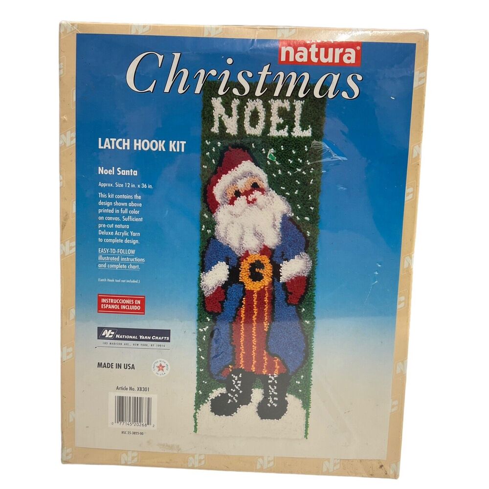 National Yarn Crafts Noel Santa Christmas Santa Claus‎ Latch Hook Kit 12 x 36